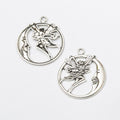 Round Angel and Stars Metal Charms in Two Antique Finishes view 2
