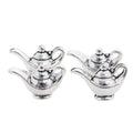 Floral Teapot Metal Charms in Antique Silver Finish view 2