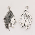 Headdress Portrait Charm In Antique Bronze and Antique Silver Metal Finish view 2