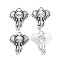 Large Ear Elephant Head Charm in Textured Metal for Jewelry Making view 2