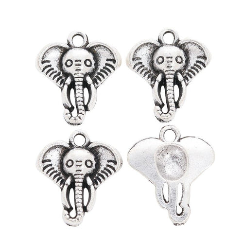 Grouped view of the large ear elephant head charm from the front
