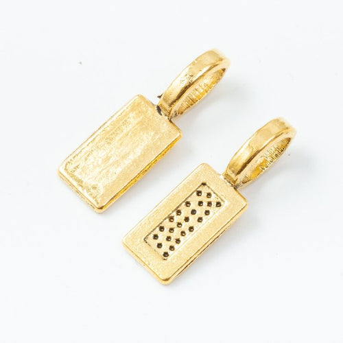 Front and reverse view of the rectangular glue-on pendant bail with a textured face