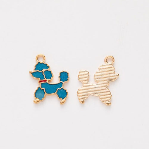 Enamel Poodle Dog Charm front and reverse details on a white background