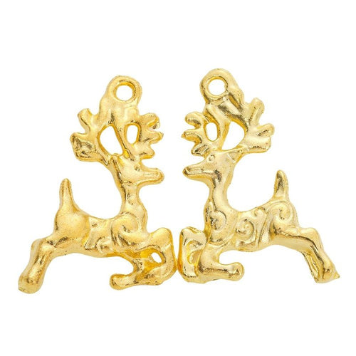 Grouped view of the leaping reindeer metal charm from the front