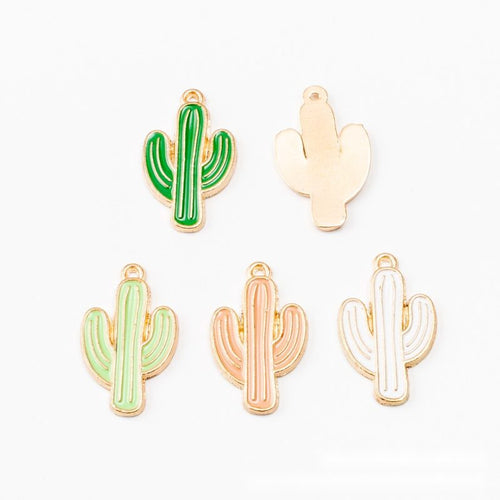 Enamel Cactus metal component, reverse and front details on a white background.