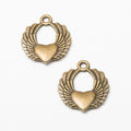 Winged Heart Wreath Charm in 2 Metal Finishes for Jewelry Making view 2
