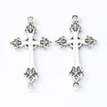Double Drop Ornate Cross Metal Charms in Three Antique Finishes view 2