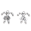 Antique Silver Crossed Candy Cane Charm with Bow Detail view 2