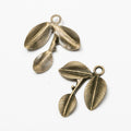 Three Leaf Sprig Metal Charm In 6 Finish Options for Jewelry Making view 2