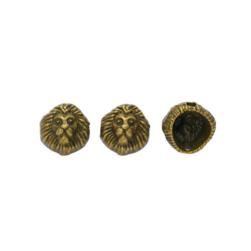 Detailed front and back view of 狮头穿孔 bead on a white background