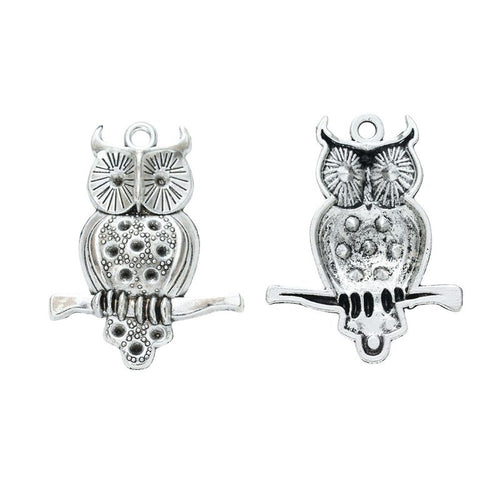Detail view of perched owl charm showing finish variation 2