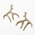 Branching Three Prong Antler Charm Pendants in Six Finishes view 2