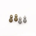 Tiny Textured Pineapple Charm In Antique Bronze and Antique Silver Metal Finish view 2