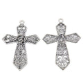 Textured Cross Metal Charm for Jewelry Making in Antique Silver view 2