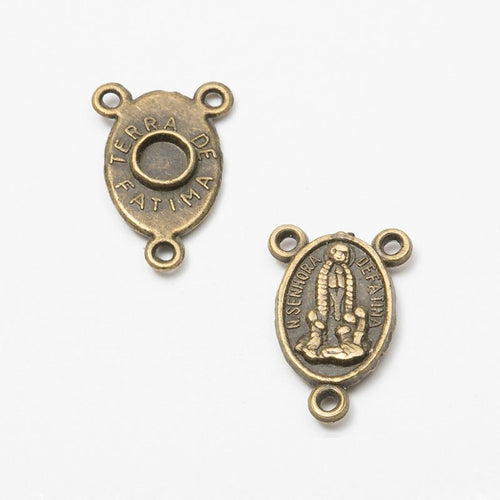 Front and reverse views of the religious medal three loop metal connectors in three finishes