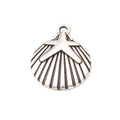 Antique Metal Scallop Shell Charm Pendant With Textured Detail, Single Finish view 2