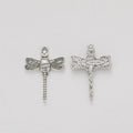 Textured Dragonfly Charm Metal Pendant for Jewelry Making view 2