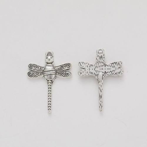 Textured Dragonfly Charm front and reverse details on a white background