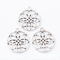 Round Floral Openwork Metal Connectors in Antique Silver view 2