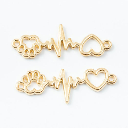 Paw Heartbeat Heart Connector in an antique tone shown from the front