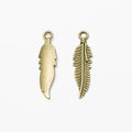 Antique Metal Feather Charm Pendant With Textured Detail, 2 Finishes view 2