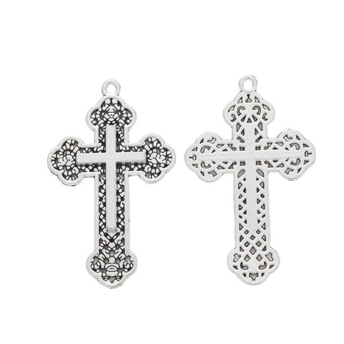 Additional front and reverse view of the ornate cross charm