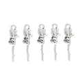Layered Five Petal Flower Metal Charm in Antique Silver Tone view 2
