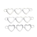 Triple Open Heart Connector in Antique Silver Tone view 2