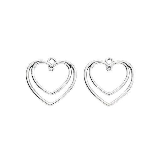 Close view of the double outline heart charm surface and relief