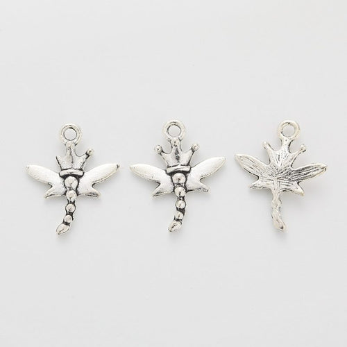 Fairy Dragonfly Charm front and reverse details on a white background