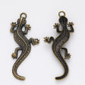 Curved Gecko Metal Charms in Antique Bronze and Silver view 2