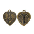 Heart Shaped Virgin Mary Prayer Medal Charms in Four Finishes view 2