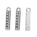 Antique Silver Ruler Charm with Engraved Measurement Marks view 2