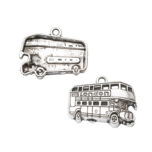 Close view of the London double decker bus charm surface and relief