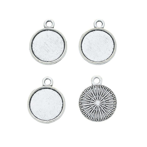Metal small plain round setting, front detail shown in the product image