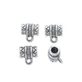 Patterned Three Way Bail Beads in Antique Bronze and Silver view 2