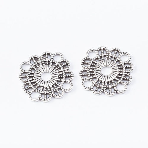 Detailed front and back view of 圆形花朵 connector on a white background