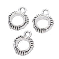Striped Ring Three Way Bail Bead in Textured Metal for Jewelry Making view 2