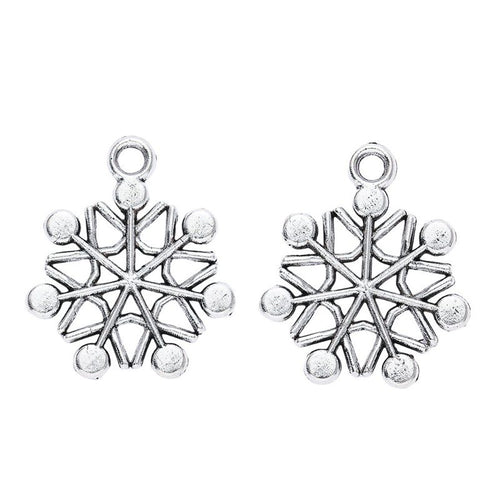 Alternate product view of rounded snowflake charms on a white background