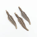 Slender Feather Metal Charms in Six Antique Finishes view 2