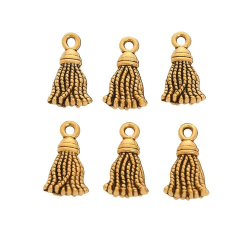 Cord Tassel Metal Charms close product view showing form and surface detail