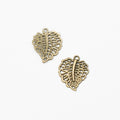 Openwork Heart Leaf Charm In 2 Metal Finishes For Jewelry Making view 2