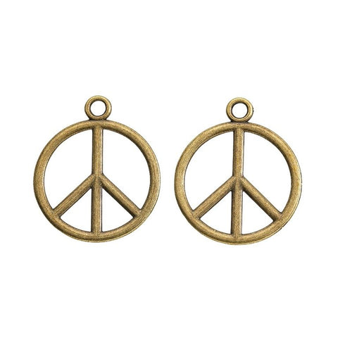 Alternate product view of simple round peace sign charms on a white background