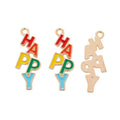 Rainbow Enamel Happy Letter Charm In Gold Tone Metal view 2