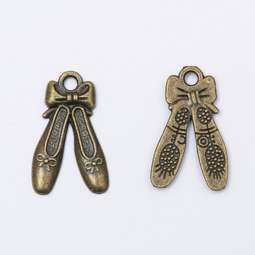 Ballet Slippers Charm shown from the front in contrasting finishes