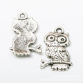 Branch Perched Owl Charms in Antique Bronze and Silver view 2