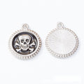 Skull and Crossbones Enamel Round Metal Charms Jewelry Making Pendants view 2
