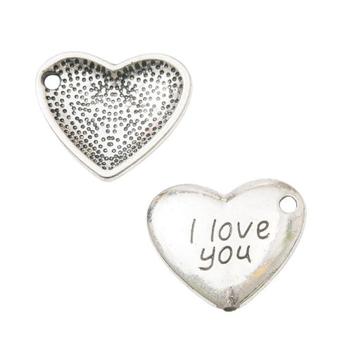 Alternate product view of I Love You heart charms on a white background