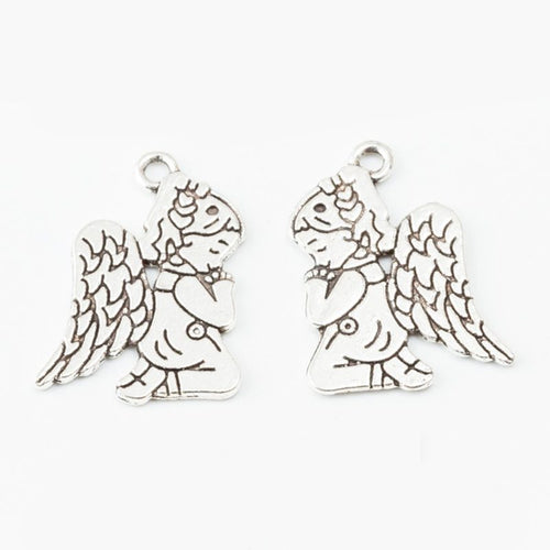 Praying Angel Charm in an antique tone shown from the front