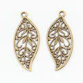 Openwork Filigree Leaf Charm In Antique Bronze and Antique Silver Metal Finish view 2
